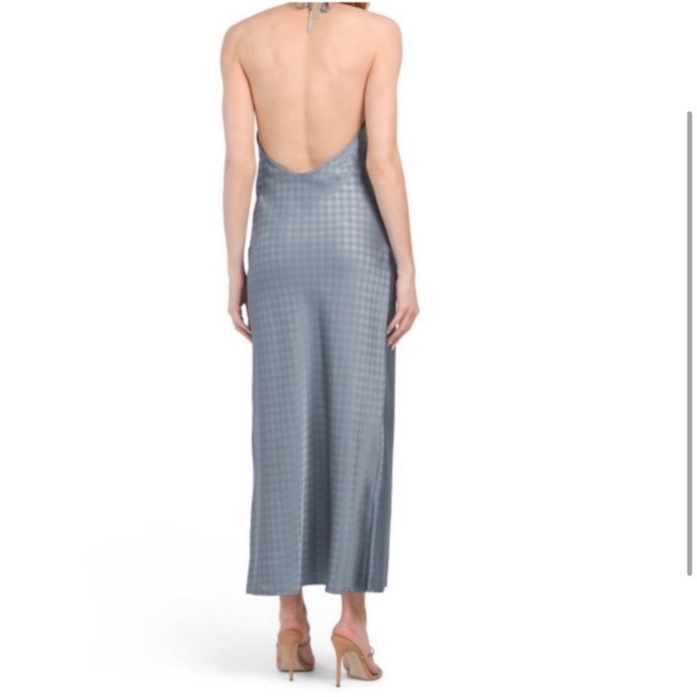House of Harlow 1960 Halterneck Backless Baby Blue Diamond Patterned Dress Large - Picture 14 of 14
